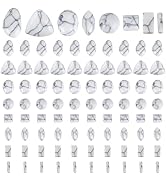 PH PandaHall 80pcs Stone Cabochons 8 Shapes Synthetic Turquoise Cabochons White Texture Gemstone ...