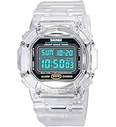 Gosasa Women's Men Youth Square Full Transparent Digital Watch Chronograph Countdown Dual Time Wa...