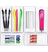 6 Pack - Simple Houseware Clear Plastic Drawer Organizers, 3.25"x 6.12"
