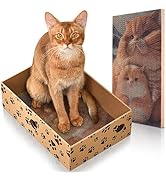 Cat Scratcher with Box for Indoor Cats, Cardboard Cat Scratching Board, Cat Scratch Pad, Cat Bed ...