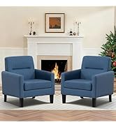 Brage Living Accent Chairs Set of 2, Mid Century Modern Living Room Chairs Comfy Reading Chair wi...