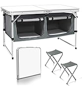 Camp Field Camping Folding Aluminum Table with Adjustable Legs for Outdoor Travel Beach, Backyard...