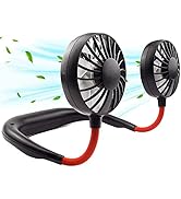 Portable Neck Fan, Hand Free Personal Hanging Neck Sports Fan USB Rechargeable (3 Speed Adjustabl...