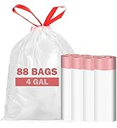 Ryobyo Drawstring Small Trash Bags 2-4 Gallon Extra Strong, Small Garbage Bags 4 Gallon Unscented...