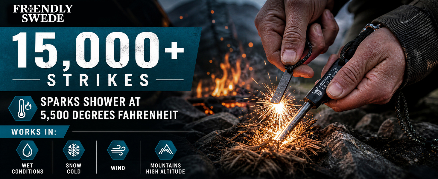 15,000+ strikes: light thousands of fires from a single rod that never runs dry and never rusts