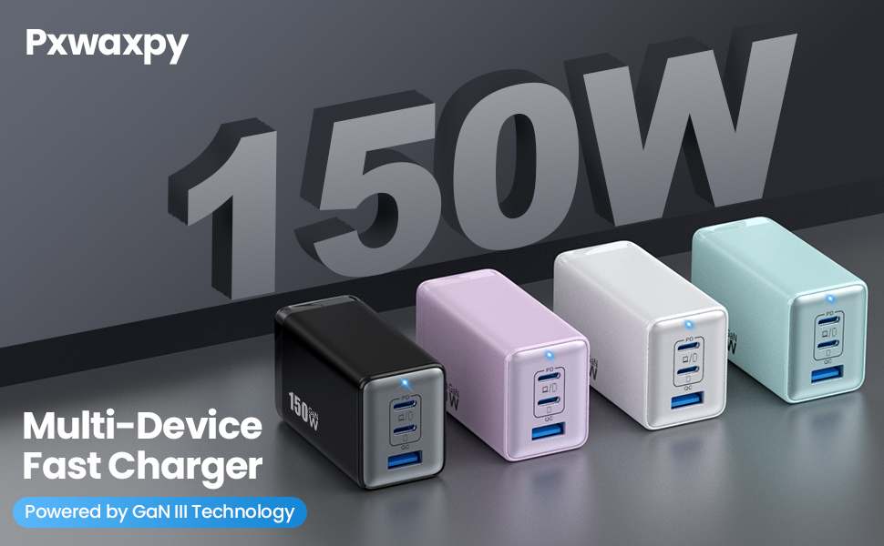 150W USB C Charger PD3.1 Laptop Wall Charger 100W Fast Charging Power Adapter Foldable Plug