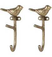 SOFFEE DESIGN 2pcs Metal Coat Hooks with Gold Little Bird Branch Shape, for Entryway, Bathroom, B...
