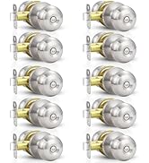 Estmoon 10 Pack Home Improvement Bed/Bath Room Door Knobs, Brushed Nickel Privacy Door Handle wit...