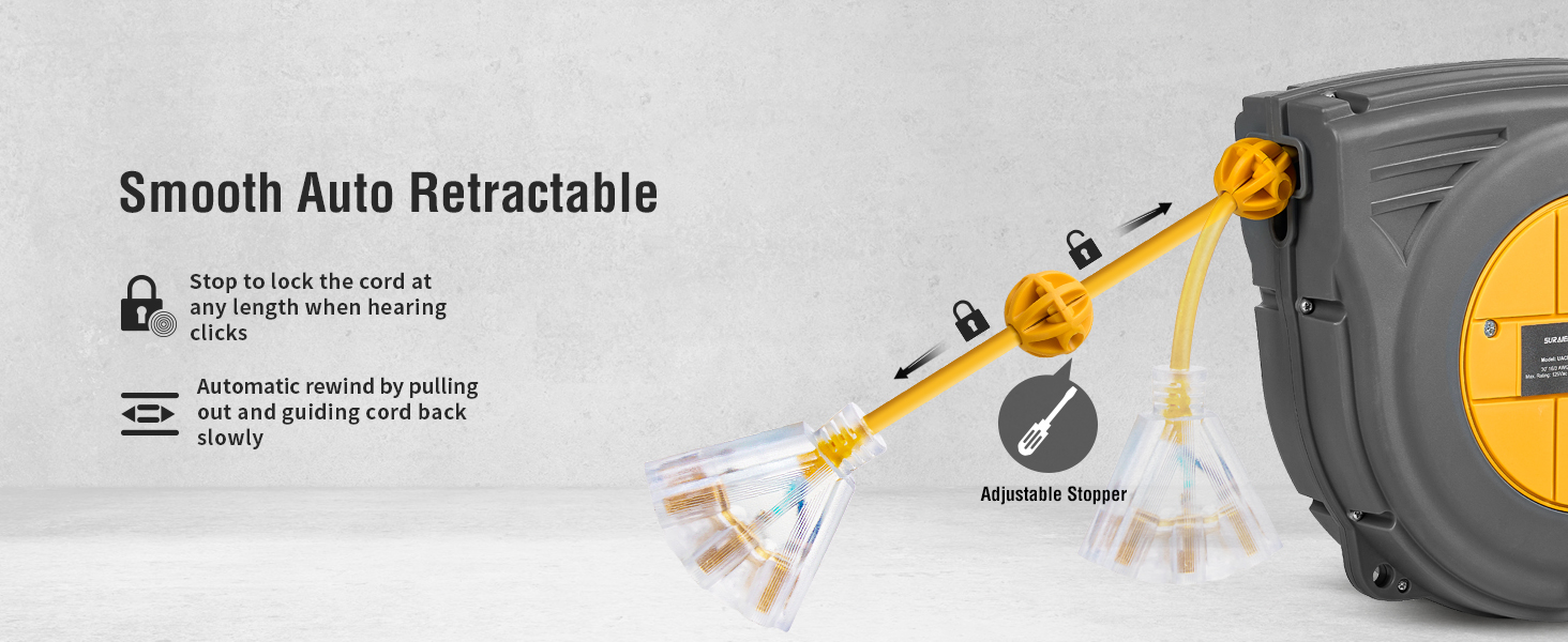 retractable extension cord reel