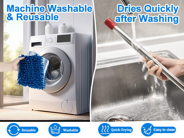 Reusable mop pads for hardwood floor mops, flat mops for floor cleaning with washable mop pads