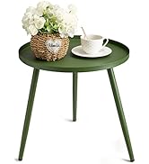 danpinera Green Side Table, Metal Round End Table Small Circle Side Table for Living Room Bedside...