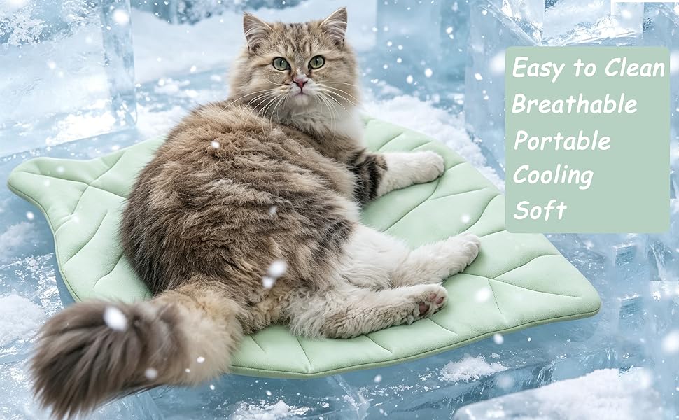 Nimorio Cat Cooling Mat Cat Leaf Bed Mat Comfortable Soft Fabric Breathable Cozy for All Seasons