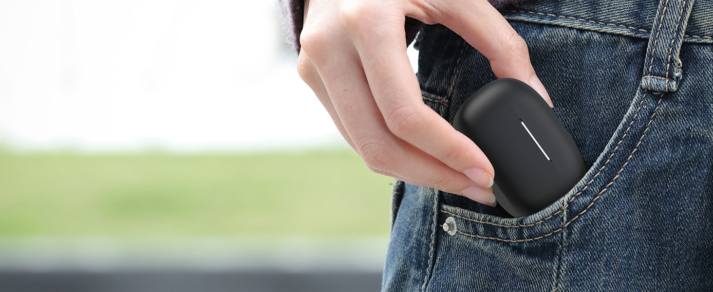 Compact wireless earbud charging case designed for easy pocket carry and travel use