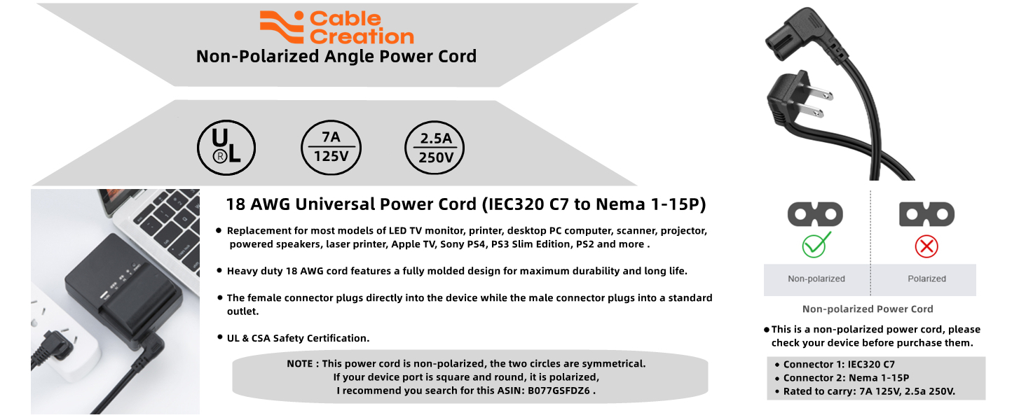 Cablecreation Power Cord