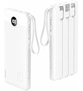 VRURC Power Bank for iPhone, 22.5W Fast Charging Phone Charge with Built-in Cables,10000mAh USB C...