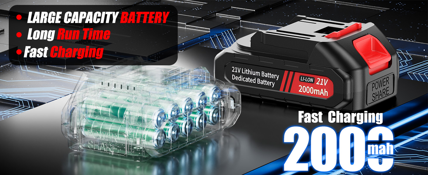 large capacity battery long run time fast charging