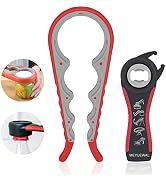 Jar Opener, 5 in 1 Multi Function Can Opener Bottle Opener Kit with Silicone Handle Easy to Use f...