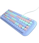 Lomiluskr Cute Colorful Wired Mechanical Keyboard for Girls and Kids, Round Keycaps, Compact 84 K...