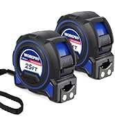 WORKPRO Heavy Duty Tape Measure, 2 Pcs 25FT Retractable Tape Measurement, Double Retract Long Sta...