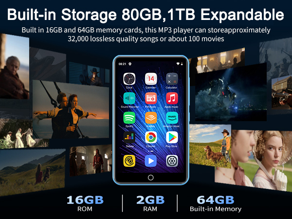 80GB MP3 Player with Bluetooth and WiFi,