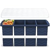 Doasuwish Silicone Freezer Tray for Soup with Lid – 1-Cup Soup Container Cube Style Ice Cube Tray...