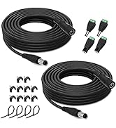 HayEastdor 2PCS 33FT(10m) 12V DC Power Extension Cable with Power Jack Adapter Connectors(2 x Mal...