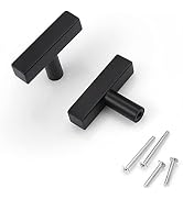 KNOBWELL 6 Pack Single Hole 2" Matte Black Stainless Steel Drawer Knobs and Pulls, Dresser Drawer...