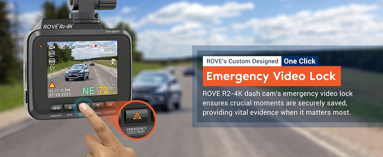 dash cam with emmergency video lock, 24 hour recording dual dashcam 180 degree roate video