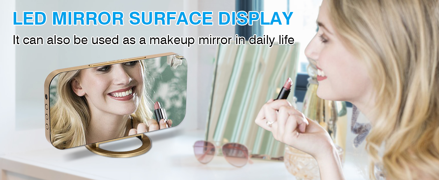 led mirror digital alarm clock for girl