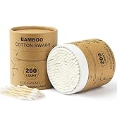 FOVURTE Bamboo Cotton Swabs 400 Count - Natural Wooden Cotton Swab Pointed/Round Q Tips Organic C...
