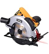 Hoteche 7-1/4-Inch Circular Saw 12.5A Power Saw for Wood with Laser Guide and Saw Blade, 0-45 Deg...