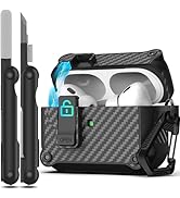 RFUNGUANGO AirPods Pro 2nd /1st Generation Case Cover, Automatic Pop-up Carbon Fiber Case with Se...