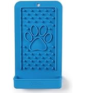 Dexas Snack &amp; Distract Licking Mat with Catch Tray for Dogs and Cats-5"x 9", Pro Blue. Sticks to ...