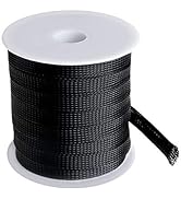 100 Feet -1/2 inch Flexible Expandable Braided Cable Sleeve, Wire Loom Sleeving and Organizer, Pr...