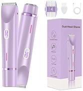 Bikini Trimmer for Women,2 in 1 Dual Head Bikini Shaver &amp; Body Shaver,Cordless &amp; Waterproof Elect...
