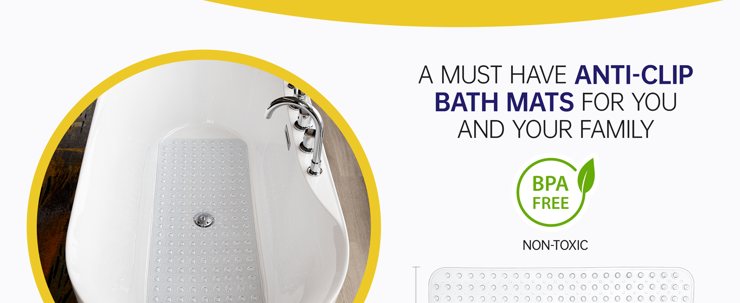anti slip shower mat with powerful suction cups preventing slipping in bathtub