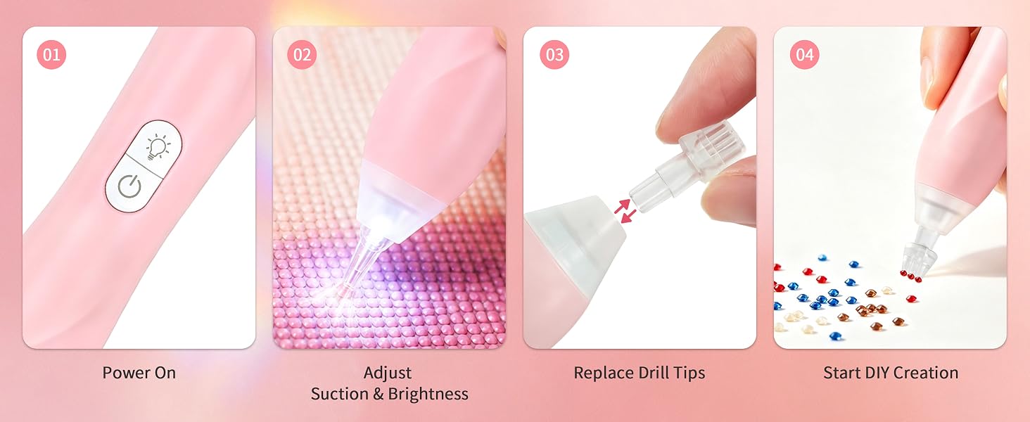 Electric Diamond Painting Pen with Light