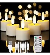 Homemory Rechargeable Candles Tea Lights with Remote Timer, LED Tea Lights Candles Battery Operat...