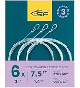SF 3 Packs Pre-Tied Loop Fly Fishing Tapered Leader Fluorocarbon 7.5FT 9FT 12FT 0X 1X 2X 3X 4X 5X...