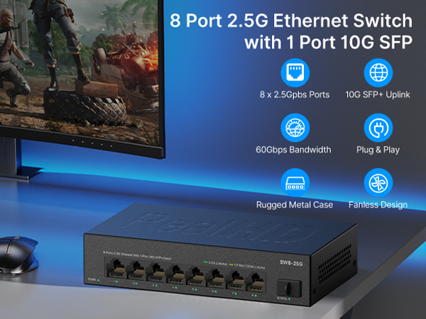8 port 2.5gb network ethernet switch unmanaged_