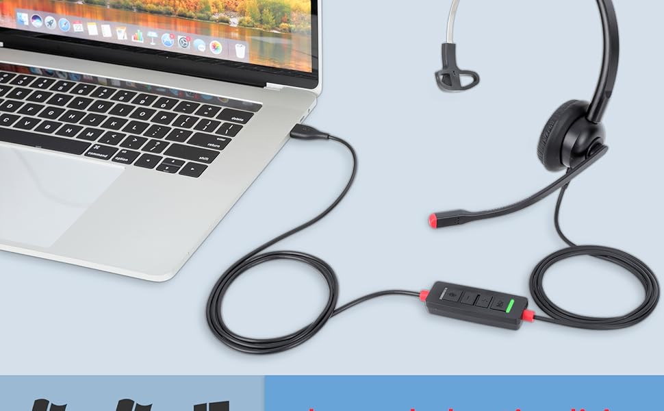 usb headset use for laptop pc computer zoom skype wired headpones with microphone mic