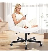 shipborne Cross Legged Office Chair, Thick Cushioned Criss Cross Chair with Wheels, Wide Seat Arm...