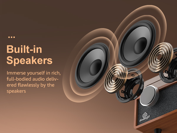 turntable for vinyl records with speakers