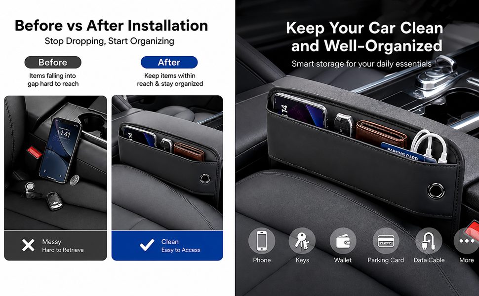 Car Seat Gap Filler Organizer