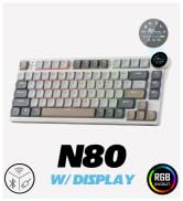 RK ROYAL KLUDGE N80 Low Profile Mechanical Keyboard w/Smart Display Screen &amp; Knob, 75% Top Mount ...