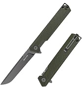 EMHiii Flipper Pocket Folding Knife: 3.54" D2 Steel Black Blade, G10 Scales, Small EDC Knives wit...