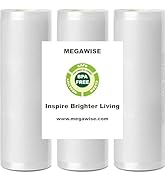 MegaWise 3 Rolls of Vacuum Sealer Machine Bags, 8 inch wide and 21.6 Feet Long for Megawise &amp; oth...