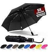 Anntrue Windproof Travel Umbrella, Auto Open Close Lightweight Compact Portable Backpack Folding ...