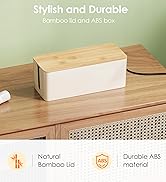 DELAMU 2 Pack Cable Management Box, Safe ABS Wood Grain Desk Medium and Small Cord Organizer, Bab...