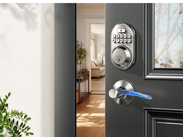 keyless entry door lock with handle 